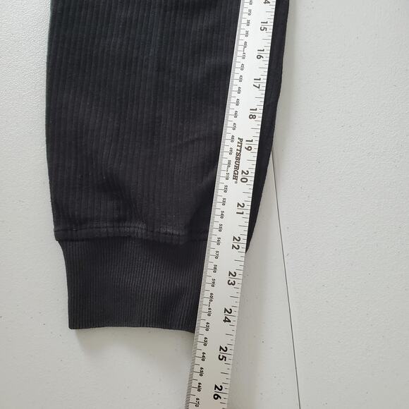 Varley Pants Womens Small Black Ribbed Joggers Cuffed Sweatpants Lounge Cozy - Picture 5 of 8